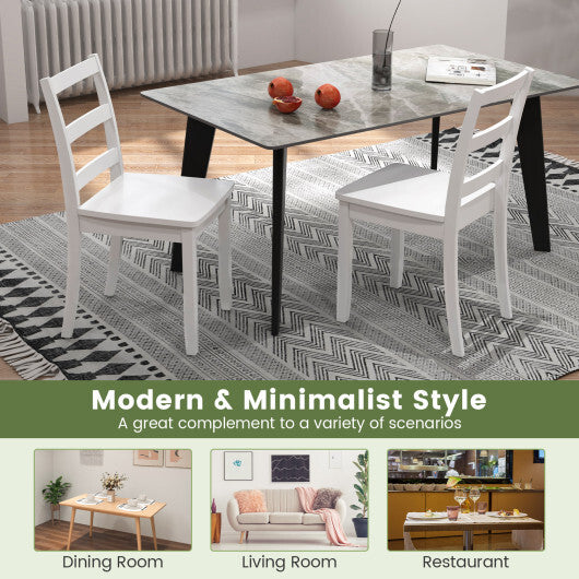 Set of 2 Wood Dining Chairs with Solid Rubber Wood Legs-White LuxuryLifeWay Online Store