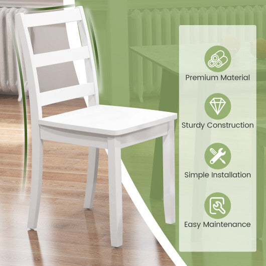 Set of 2 Wood Dining Chairs with Solid Rubber Wood Legs-White LuxuryLifeWay Online Store