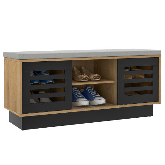 Shoe Bench with 6 Storage Compartments and 3 Adjustable Shelves-Natural LuxuryLifeWay Online Store