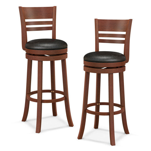 Set of 2 360? Bar Stools with PU Upholstered Seats-Brown LuxuryLifeWay Online Store