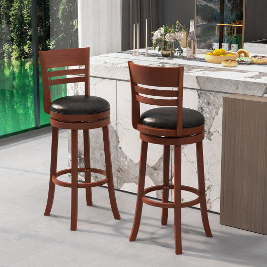 Set of 2 360? Bar Stools with PU Upholstered Seats-Brown LuxuryLifeWay Online Store