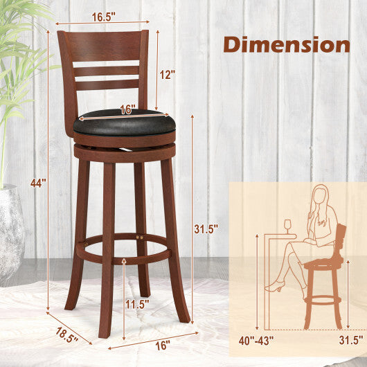 Set of 2 360? Bar Stools with PU Upholstered Seats-Brown LuxuryLifeWay Online Store