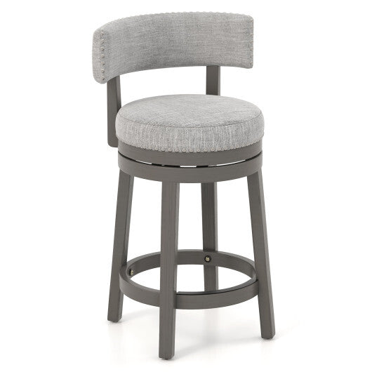 27/31 Inch Swivel Bar Stool with Upholstered Back Seat and Footrest-31 inches