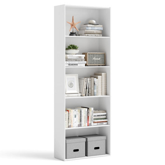 5-Shelf Storage Bookcase Modern Multi-Functional Display Cabinet-White - Color: White LuxuryLifeWay Online Store