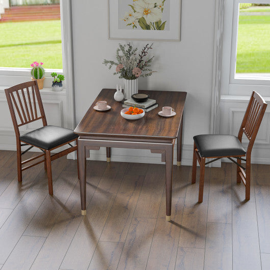 Set of 2 Folding Chairs with Padded Seat and Rubber Wood Frame-Brown LuxuryLifeWay Online Store