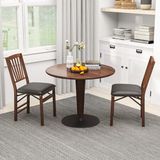 Set of 2 Folding Chairs with Padded Seat and Rubber Wood Frame-Brown LuxuryLifeWay Online Store