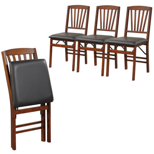 Set of 2 Folding Chairs with Padded Seat and Rubber Wood Frame-Brown LuxuryLifeWay Online Store