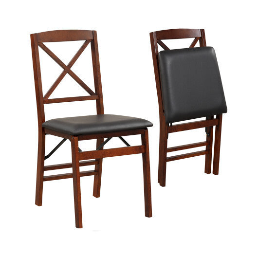 Set of 2 Folding Dining Chairs with 400 LBS Capacity-Brown LuxuryLifeWay Online Store