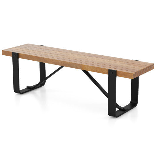 60 Inch Entryway Bench Rustic Farmhouse Wooden Shoe Rack with Metal Frame-Natural LuxuryLifeWay Online Store