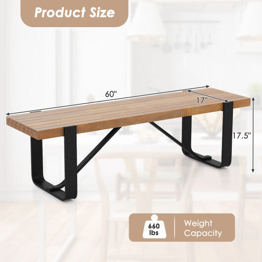 60 Inch Entryway Bench Rustic Farmhouse Wooden Shoe Rack with Metal Frame-Natural LuxuryLifeWay Online Store