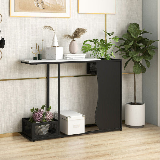 43.5 Inch Console Table with Plant Position and Faux Marble Top-Black LuxuryLifeWay Online Store