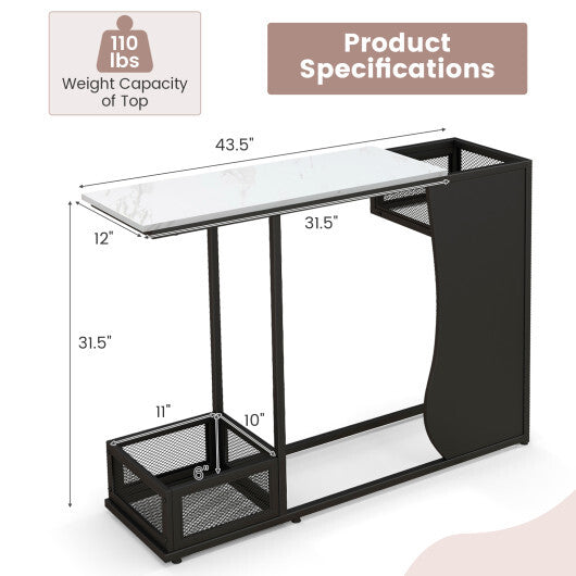 43.5 Inch Console Table with Plant Position and Faux Marble Top-Black LuxuryLifeWay Online Store