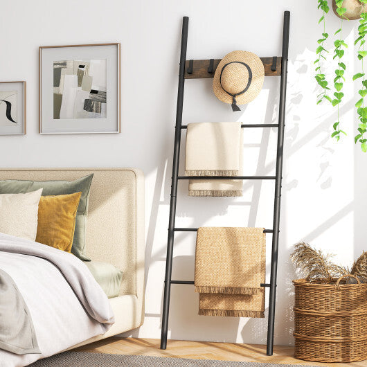 Wall-Leaning Decorative Blanket Holder with 5 Removable Hooks LuxuryLifeWay Online Store