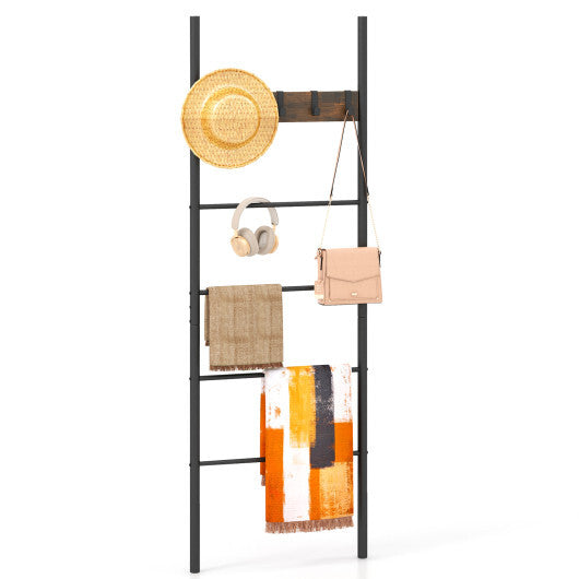 Wall-Leaning Decorative Blanket Holder with 5 Removable Hooks LuxuryLifeWay Online Store