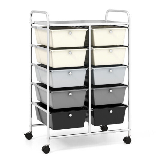 10-Drawer Rolling Storage Cart-Black LuxuryLifeWay Online Store