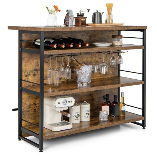 Kitchen Island with 4-Tier Storage Shelf and Long Footrest for Home-Rustic Brown LuxuryLifeWay Online Store