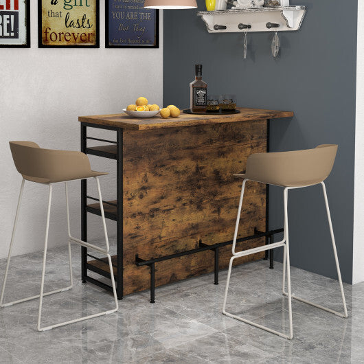 Kitchen Island with 4-Tier Storage Shelf and Long Footrest for Home-Rustic Brown LuxuryLifeWay Online Store
