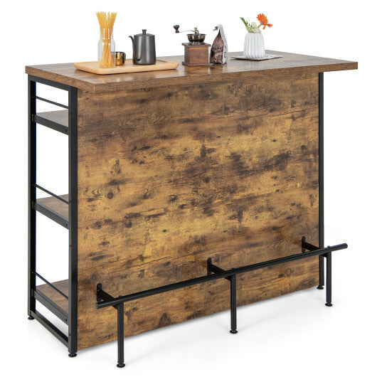 Kitchen Island with 4-Tier Storage Shelf and Long Footrest for Home-Rustic Brown LuxuryLifeWay Online Store