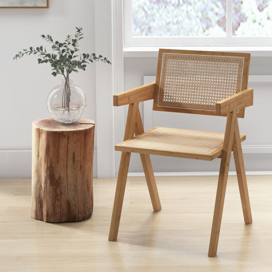 Set of 2 Rattan Accent Chairs with Natural Bamboo Frame-Natural LuxuryLifeWay Online Store