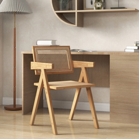 Set of 2 Rattan Accent Chairs with Natural Bamboo Frame-Natural LuxuryLifeWay Online Store