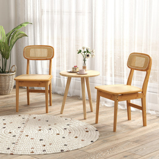 Set of 2 Rattan Dining Chairs with Simulated Rattan Backrest-Natural LuxuryLifeWay Online Store