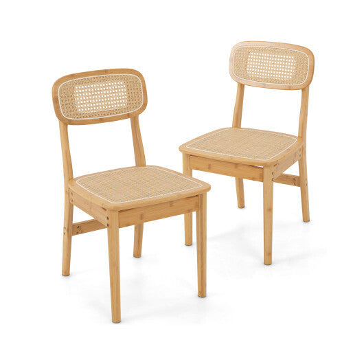 Set of 2 Rattan Dining Chairs with Simulated Rattan Backrest-Natural LuxuryLifeWay Online Store