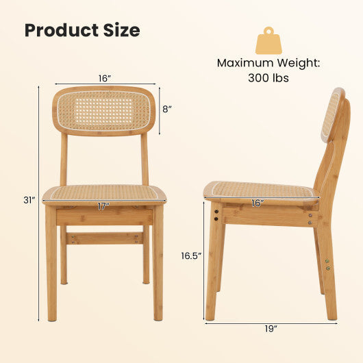 Set of 2 Rattan Dining Chairs with Simulated Rattan Backrest-Natural LuxuryLifeWay Online Store
