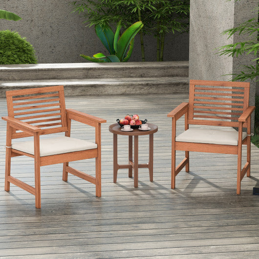 Set of 2 Patio Solid Wood Dining Chairs with Cushions and Slatted Seat LuxuryLifeWay Online Store