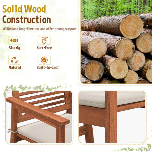 Set of 2 Patio Solid Wood Dining Chairs with Cushions and Slatted Seat LuxuryLifeWay Online Store