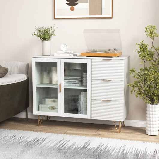 Modern Sideboard Buffet Cabinet with 2 Doors and 3 Drawers for Living Room Dining Room-White LuxuryLifeWay Online Store