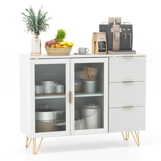 Modern Sideboard Buffet Cabinet with 2 Doors and 3 Drawers for Living Room Dining Room-White LuxuryLifeWay Online Store