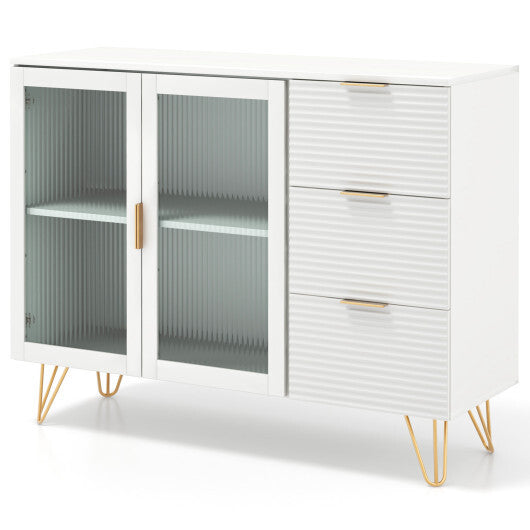 Modern Sideboard Buffet Cabinet with 2 Doors and 3 Drawers for Living Room Dining Room-White LuxuryLifeWay Online Store