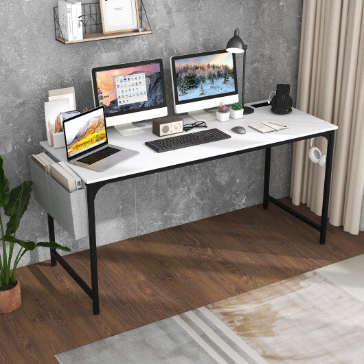 60 Inch Computer Desk with Charging Station Storage Bag-Rustic Brown LuxuryLifeWay Online Store
