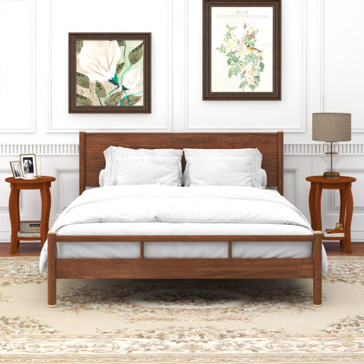 Set of 2 15 Inch 2-Tier Round End Table with Storage Shelf-White LuxuryLifeWay Online Store