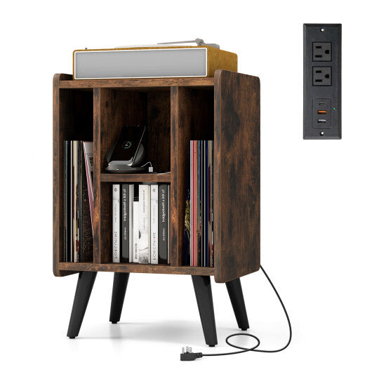 Vinyl Record Storage Turntable Stand with 4 Open Shelves-Gray LuxuryLifeWay Online Store