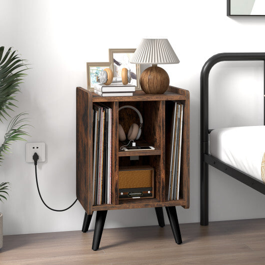 Vinyl Record Storage Turntable Stand with 4 Open Shelves-Gray LuxuryLifeWay Online Store