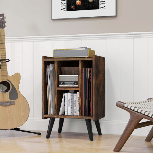 Vinyl Record Storage Turntable Stand with 4 Open Shelves-Gray LuxuryLifeWay Online Store