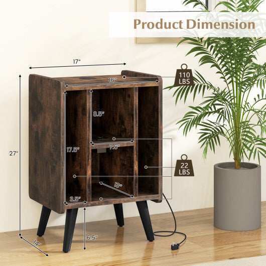Vinyl Record Storage Turntable Stand with 4 Open Shelves-Gray LuxuryLifeWay Online Store