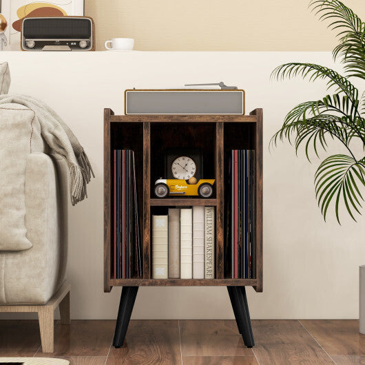 Vinyl Record Storage Turntable Stand with 4 Open Shelves-Gray LuxuryLifeWay Online Store