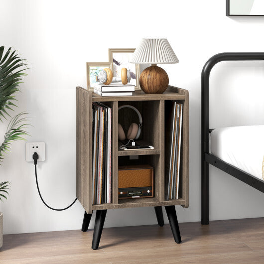 Vinyl Record Storage Turntable Stand with 4 Open Shelves-Gray LuxuryLifeWay Online Store
