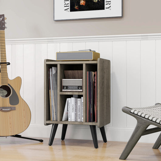 Vinyl Record Storage Turntable Stand with 4 Open Shelves-Gray LuxuryLifeWay Online Store