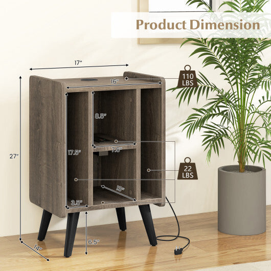 Vinyl Record Storage Turntable Stand with 4 Open Shelves-Gray LuxuryLifeWay Online Store