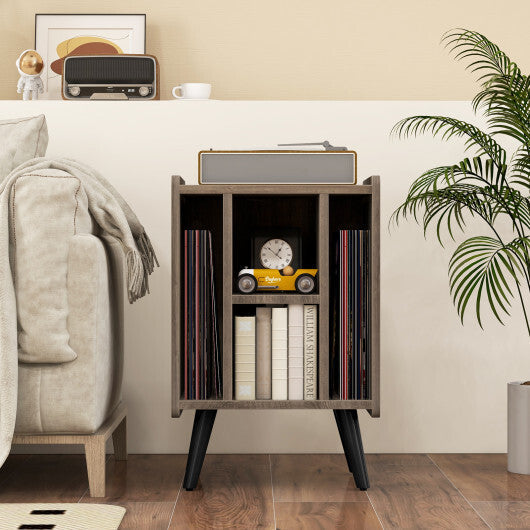 Vinyl Record Storage Turntable Stand with 4 Open Shelves-Gray LuxuryLifeWay Online Store