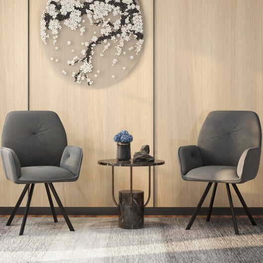 Set of 2 Swivel Accent Arm Chairs with Metal Legs and Wide Back-Gray LuxuryLifeWay Online Store