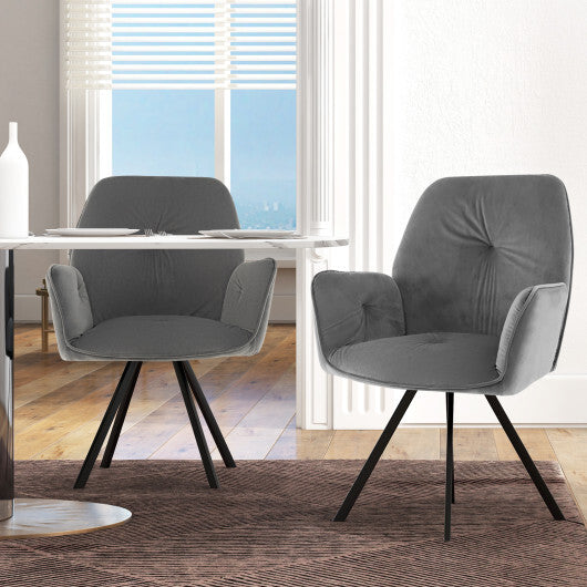 Set of 2 Swivel Accent Arm Chairs with Metal Legs and Wide Back-Gray LuxuryLifeWay Online Store