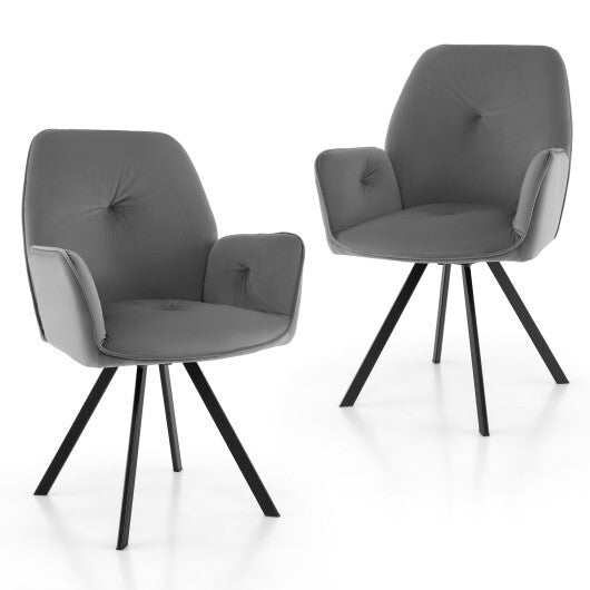 Set of 2 Swivel Accent Arm Chairs with Metal Legs and Wide Back-Gray LuxuryLifeWay Online Store