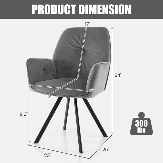 Set of 2 Swivel Accent Arm Chairs with Metal Legs and Wide Back-Gray LuxuryLifeWay Online Store