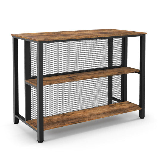 36 Inch 3-Tier Bar Table with Storage Metal Frame Adjustable Foot Pads for Dining Room-Gray LuxuryLifeWay Online Store