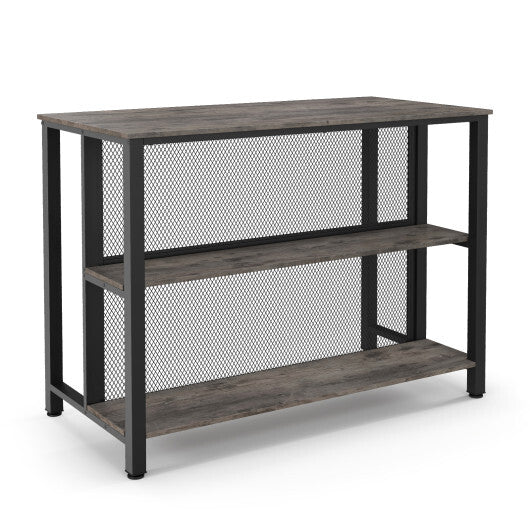 36 Inch 3-Tier Bar Table with Storage Metal Frame Adjustable Foot Pads for Dining Room-Gray LuxuryLifeWay Online Store