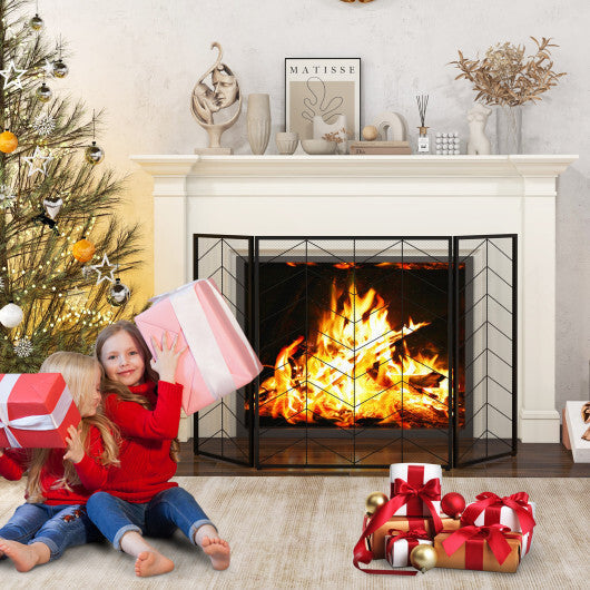 52 x 31 Inch Fireplace Screen-Black LuxuryLifeWay Online Store